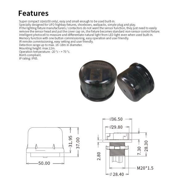 12V Independent DALI Microwave Motion Sensor Zhaga Book 18 12m Mounting Height