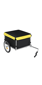 Bike Trailer Cargo Foldable Max Load, 2x16'' Inflatable Wheels, Aluminum Bicycle Cargo Trailer w/Hitch, for Lugg