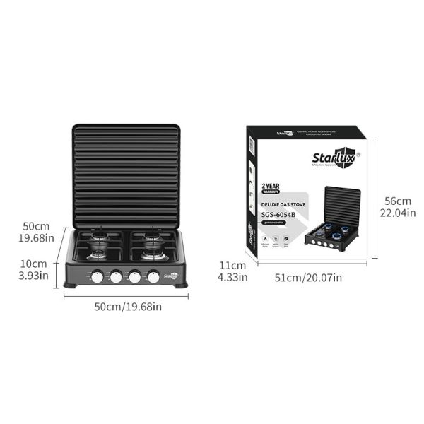Encimera de gas de 4 quemadores para el hogar con tapa y revestimiento resistente al aceite, eficiente energéticamente