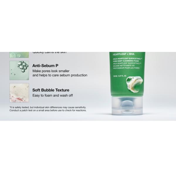 Korean Heartleaf Quercetinol Moisturizing Facial Cleanser Foam BHA Hyaluronic Acid Blackhead Remover 150ml 5.07oz