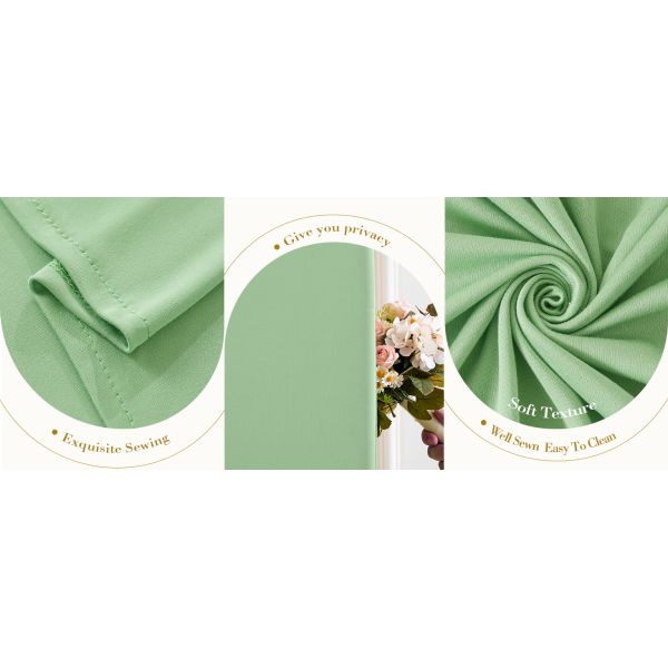 Sage Green Wedding Arch Backdrop Covers 3 Piece, Round Top Cover For Birthday Party Ceremony