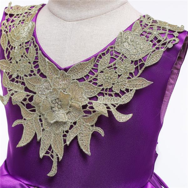 V-Neck Flower Girl Dress Champagne Lace Princess Dress Vestidos De Ropa Niña Sleeveless Christmas Dress Red/Blue/Purple