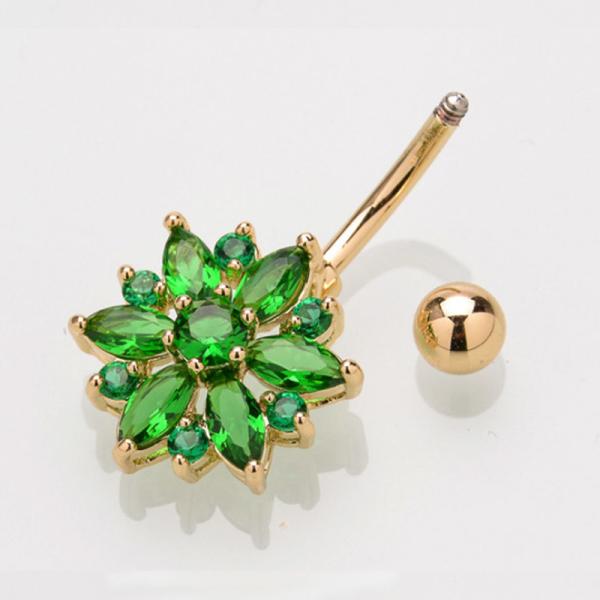 Newest flower shaped navel ring zircon belly button ring piercing jewelry