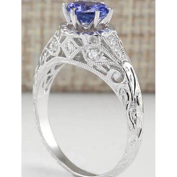 валик 2 ct отрезал кольцо венчика Tanzanite в стерлинговом серебре - Handmade обручальном кольце