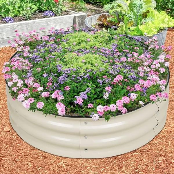 Modern Round Galvanized Garden Beds Above Ground Metal Planters For Vegetable 3.5*0.92 Ft