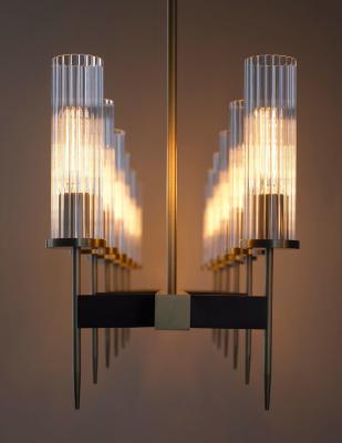ALOUETTE Contemporary Brass Copper Adjustable Height E12 Base ChanDELIER