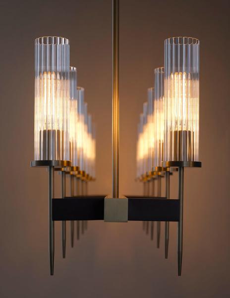 ALOUETTE Contemporary Brass Copper Adjustable Height E12 Base ChanDELIER