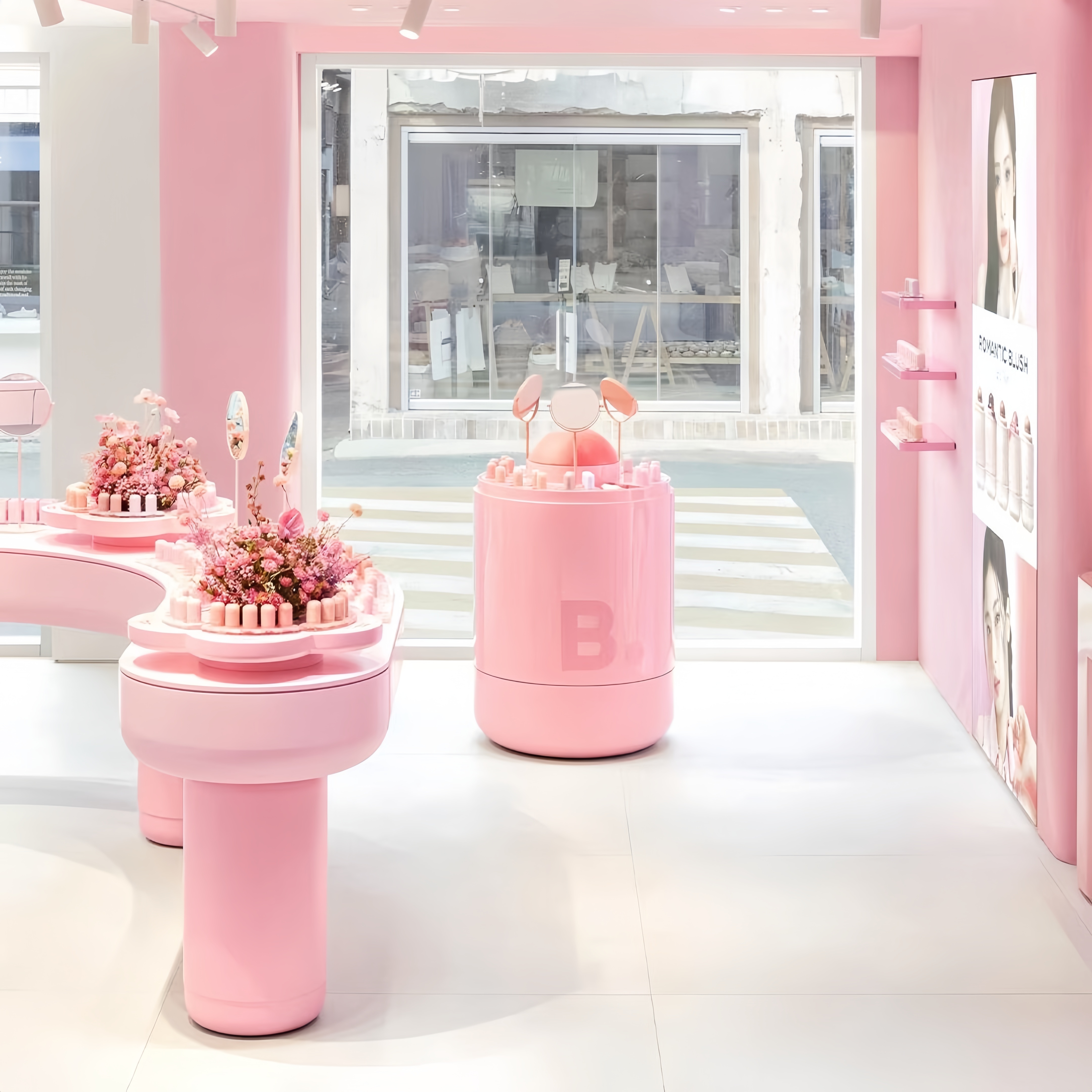 Duty Free Retail Makeup Display Cabinet Cosmetics Skincare Pop Up Exhibition Stand