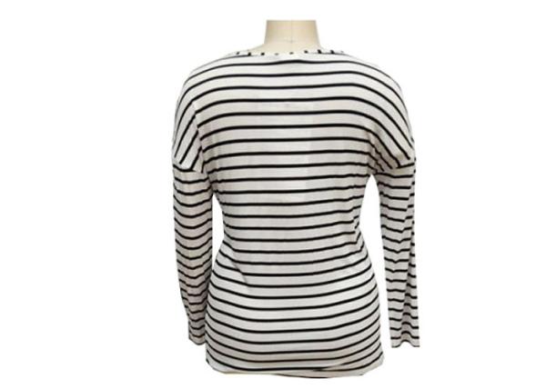 Ladies Yarn Dye Shirt  Ladies Long Sleeves Shirt Round-neckline Rayon Elastane Fabric Sequin Decoration