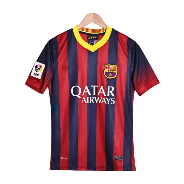 2013-2014 バルセロナ レトロ ホーム 球衣 グループ カスタマイズ クラシック フットボール 球衣