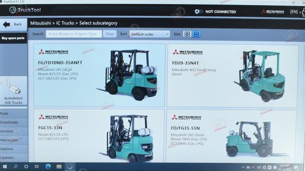 Ferramenta de caminhão 4.1.1.42 Software de diagnóstico de empilhadeira automática para Mitsubishi com Cf53 Adaptador de coroa de laptop + cabos