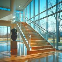 Manches en acier inoxydable durable avec plaque de couverture ronde pour balustrades en verre