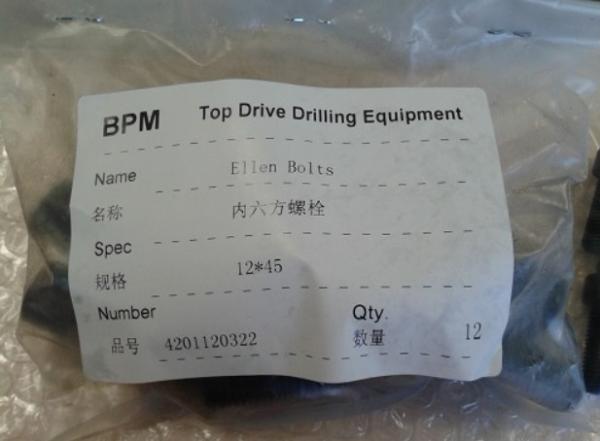 Oilfields Spare Parts BBM Top Drive Parts 4201120322 Ellen Bolts