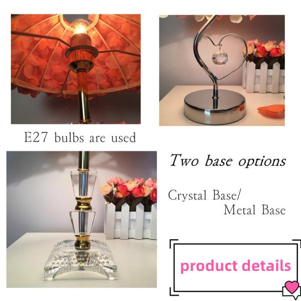 Chevet de chambre à coucher de L33 X H42CM Rose Table Lamp For Wedding