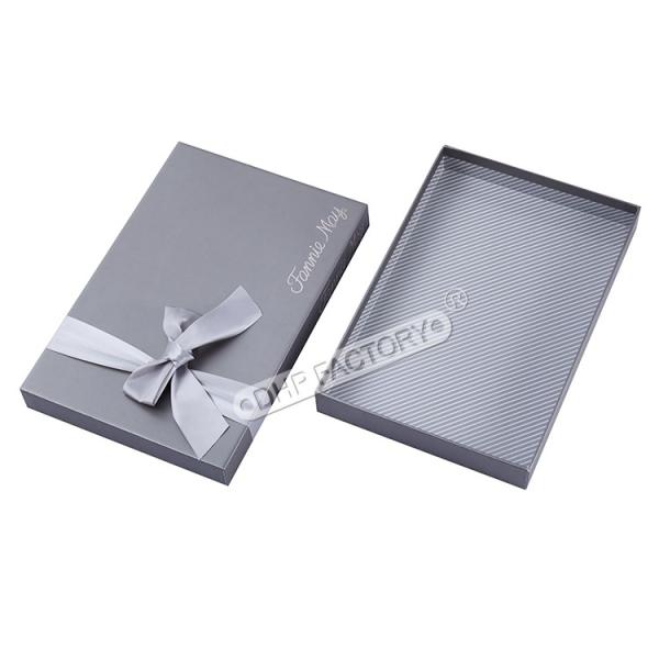 Elegant Gray Decorative Gift Boxes With Ribbon For Luxurious Packaging