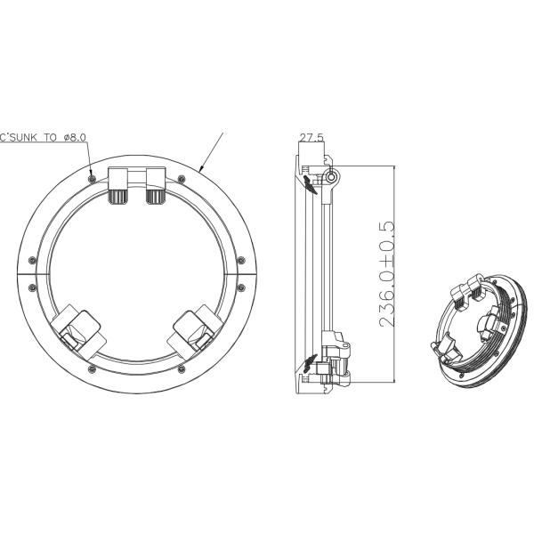 31 mm de espesor de aluminio acrílico ventana marina redonda puerta de acceso de barco resistente a los rayos UV