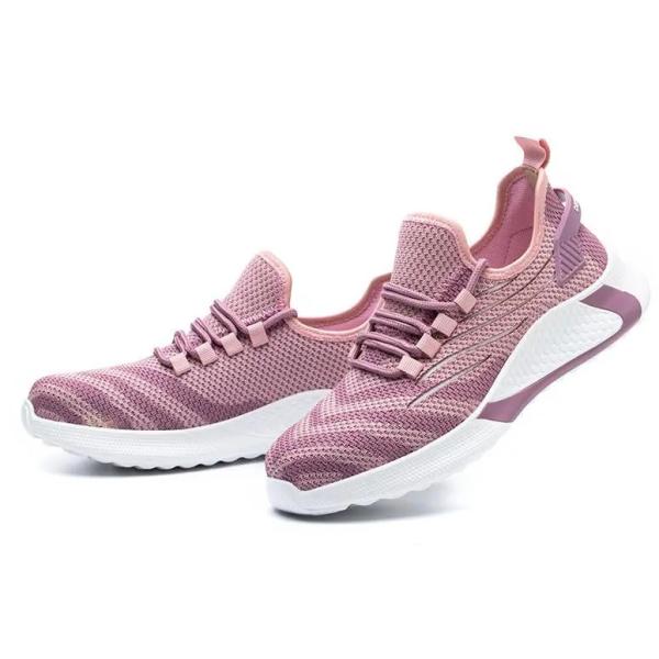 Fly Knitting Safety Shoes For Women Lightweight Steel Toe Shoes