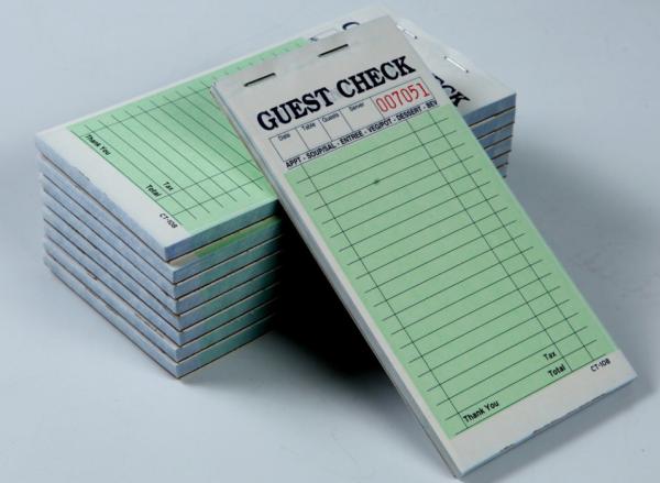 CT-1A Two parts carbonless guest check Hotel Guest pads with Black Ink Printing and Customized  design