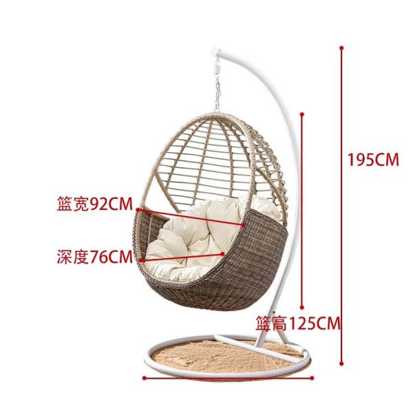 19x1.2mm Birds Nest Egg Chair Outdoor PE Rattan Swing Chair Hotel Garden Hanging