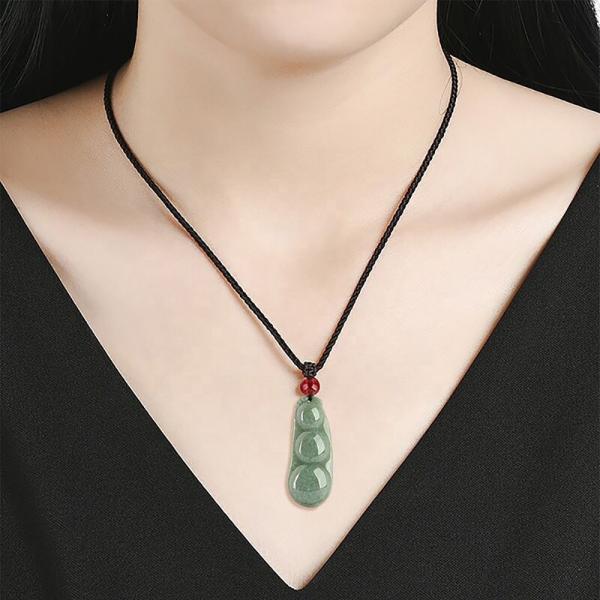 Regional Feature Natural Green Jade Pendant for Women Four Seasons of Beans Bring Luck Prosperity and Love