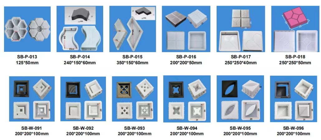 PP Rubber Block Mold Plastic Brick Cement Floor Tile Paver Mold: Applicable to Streets, Parks, Parking Lots and Road Paving Brick Mold