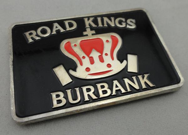 Iron / Brass / Zinc Alloy Road Kings Badge with Misty Nickel Plating, Soft Magnet On Back Side