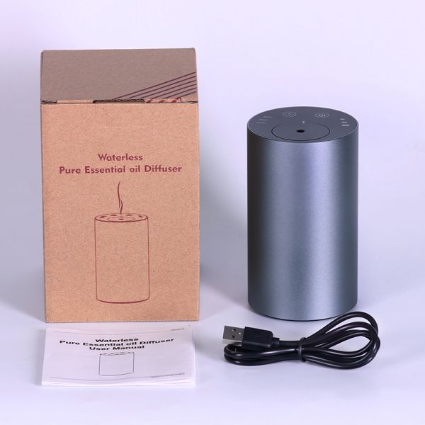 Portable Rechargeable Waterless Diffuser for Essential Oils, No Water Needed Cold Air Aroma Atomizer, Fits 10ml/15ml Oil Bottle Directly,Quiet Car Cup Holder Diffuser