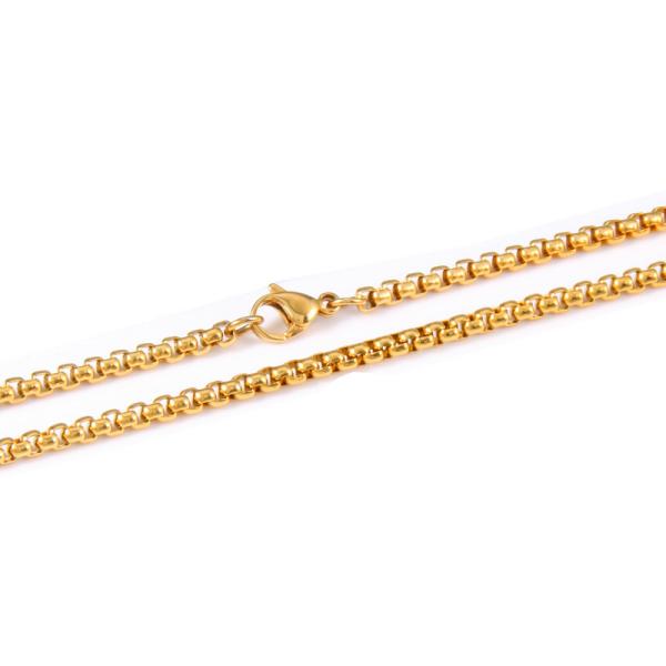 Simple European and American Gold Square Pearl Necklace Stainless Steel Chain Design