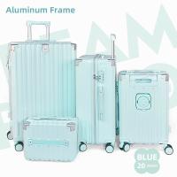 4-piece set luggage Family Activity Outdoor Cup Holder Suitcase 14inch (Cosmetic bag)+convenient travel 20 inches+24inch+28inch thickened anti-drop wear-resistant, equipped with USB charging port