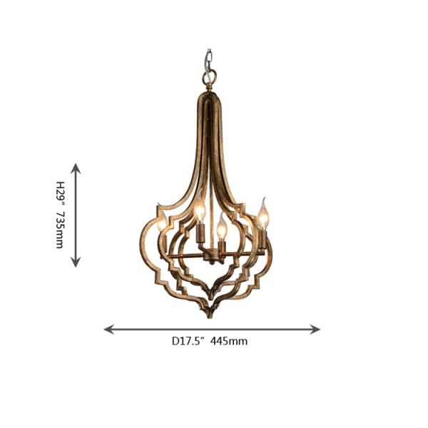 Antique bronze chandelier 4 lamp holders indoor home lighting (WH-CI-44)