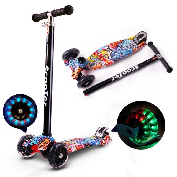 Plastic 3 Wheel Kids Kick Scooter for Outdoor Sports Riding and Fun Design