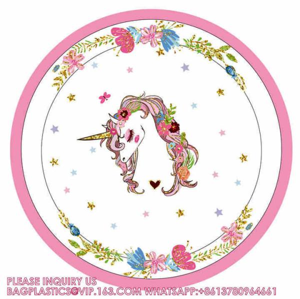 Unicorn Party Dinnerware Plates Cup Supplies Baby Shower Disposable Tableware Set Kids Birthday Party Paper