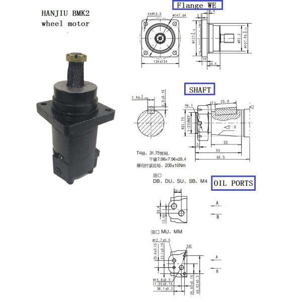 High Precision Hydraulic Wheel Motor 315cc Displacement With Cast Iron / Steel Material