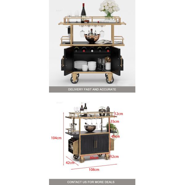 Standard Size Customized Wood Trolley with Wheels Used in Hotel Restaurant Banquet Wedding Party Settings