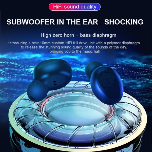 Наушник радиотелеграфа F9 Tws Bluetooth 5,0 в шлемофоне Earbuds спорта наушников наушников наушников уха хэндс-фри для телефона с Mic