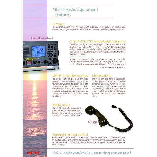 JSS-2150/2250/2500  MF/HF Class A 6CH DSC watch-keeping built in radio equipment intuitive user interface GMDSS