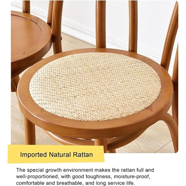 American Retro Black Solid Beech Wood Frame Woven Rattan Seat Bistro Restaurant Dining Side Chair Wholesale