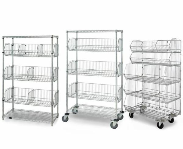 Cestas móveis da grade do fio de Chrome que arquivam 4 camadas para o armazenamento do subministro médico
