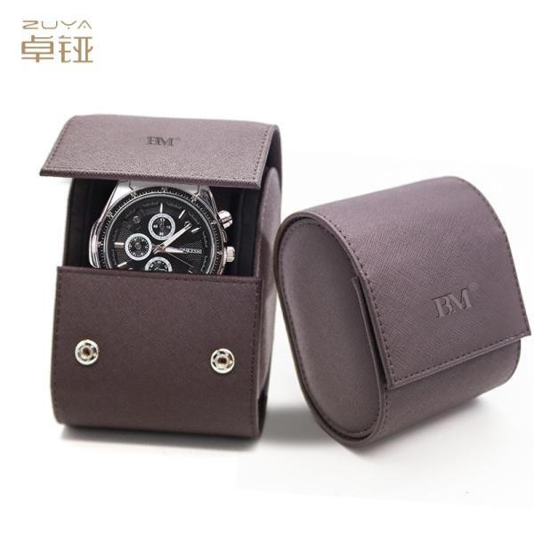 D'unité centrale d'enrouler caisse simple en cuir Matt Black Customized de luxe de boîte de rangement de montre