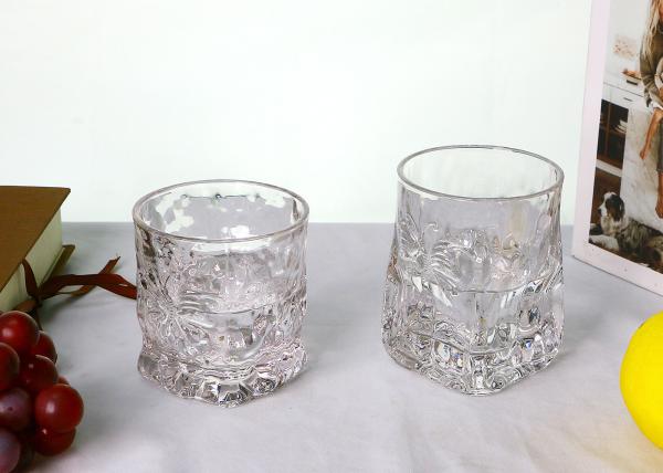 Transparent 260ml 95mm Square Crystal Whiskey Glasses Butterfly Embossed