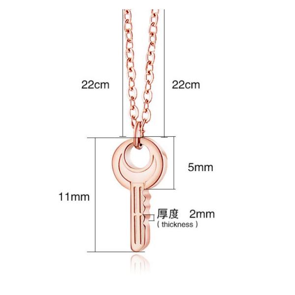 Stainless Steel Key Pendant Rose Gold Necklace Fashion Jewelry Necklace