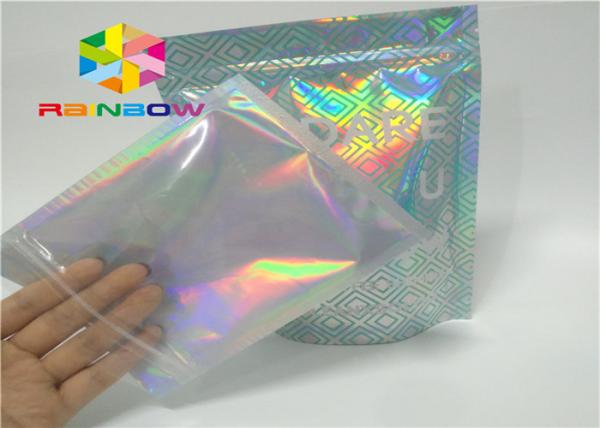 Malote da folha do laser Mylar com lado claro para da folha cosmética do holograma da embalagem do pó do brilho do verniz para as unhas sacos de empacotamento