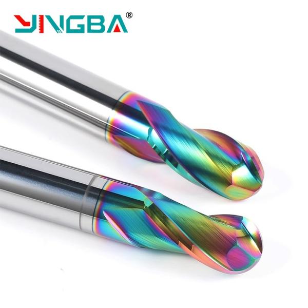 YingBa 4MM 6MM 8MM 2F Carbide Colorful Coating Ball Nose End Mill for Aluminum