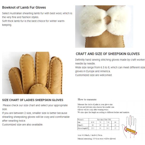 New collection Australia sheepskin lamb fur bowknot winter gloves leather keep warm
