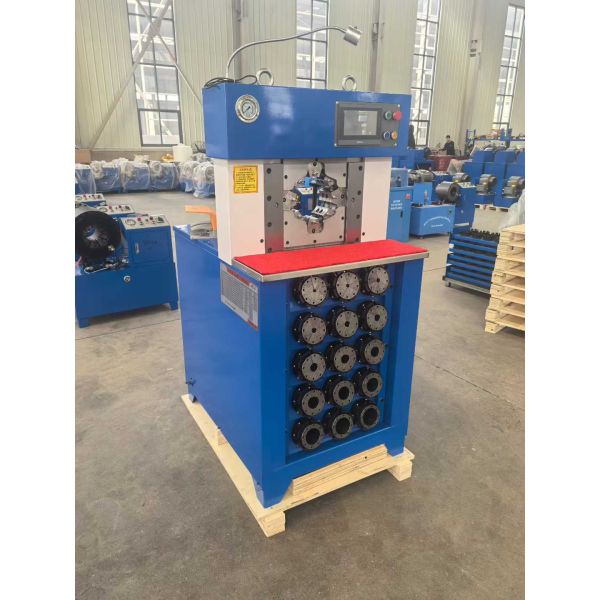 3 Inch Super Thiness Model Hydraulic Hose Crimping Machine Black And Blue Color With 6-76mm Crimping Range 165mm Max Opening And 15 Dies