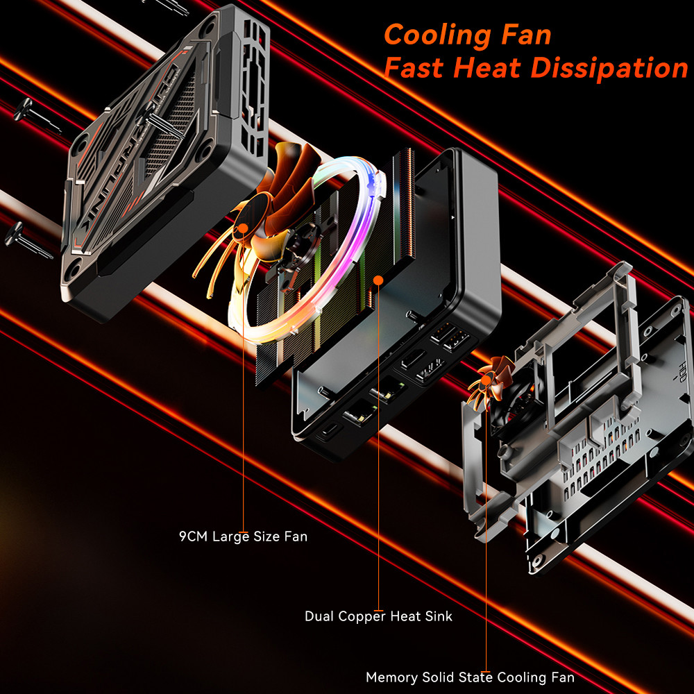 AMD Ryzen R7 7840HS Мини ПК с двойной локальной сетью DDR5 64 ГБ игровой мини ПК со светом