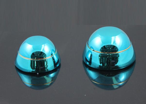 Custom Made Bullet Shape Plastic Cosmetic Jars With Blue Gold Edge