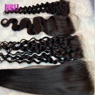 A onda profunda 13x4 HD ata o fechamento brasileiro frontal do cabelo humano da peruca 100%