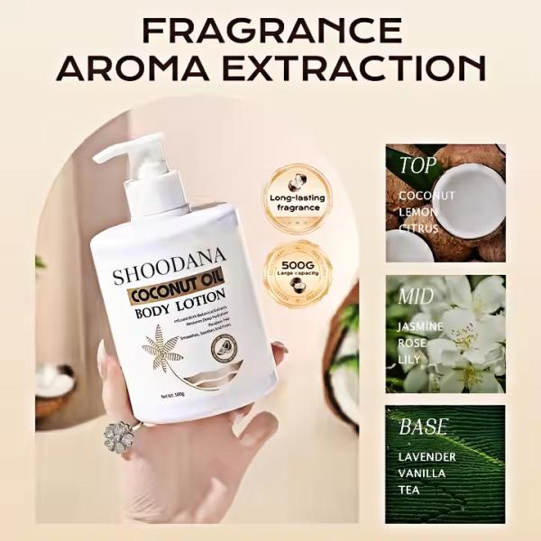 Beurre corporel à l'huile de noix de coco en marque de distributeur Beurre de noix de coco Lotion corporelle blanchissante à l'huile de noix de coco Lotion corporelle au beurre de karité et à l'huile de noix de coco pour les soins de la peau