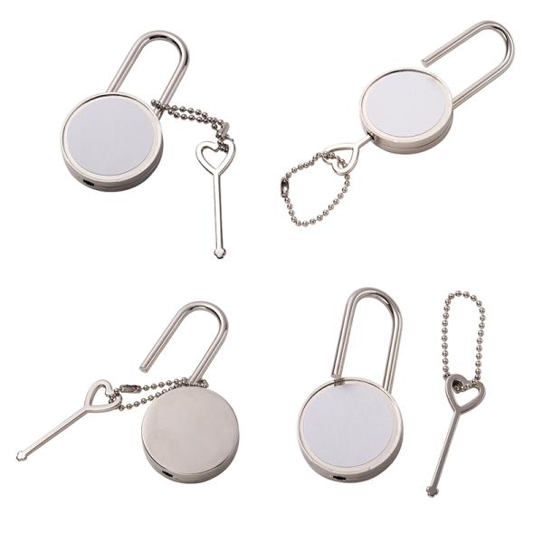 Cerradura de amor de sublimación de metal en blanco con llave de sublimación personalizada